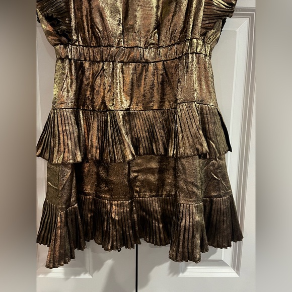 Metallic Gold/Bronze Ruffle Dress - Picture 2 of 6
